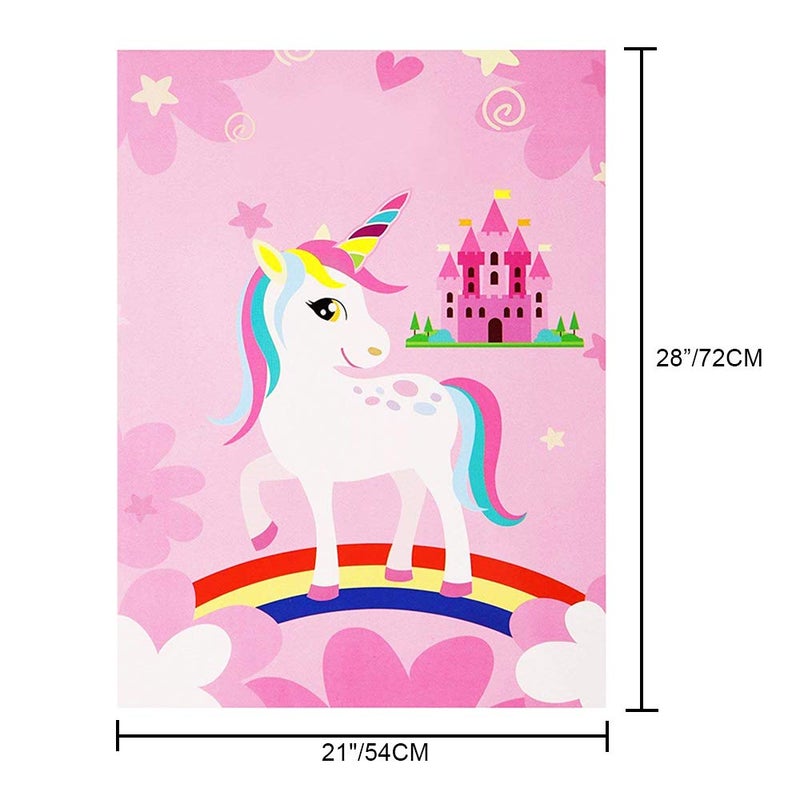 T-Antrix Pin The Horn on The Unicorn Game -Unicorn Party Game for Girls with 21'' x 28'' Poster, Reusable Horn Stickers Party Supplies for Kids Girls Birthday Party Favor Sets - Image 3